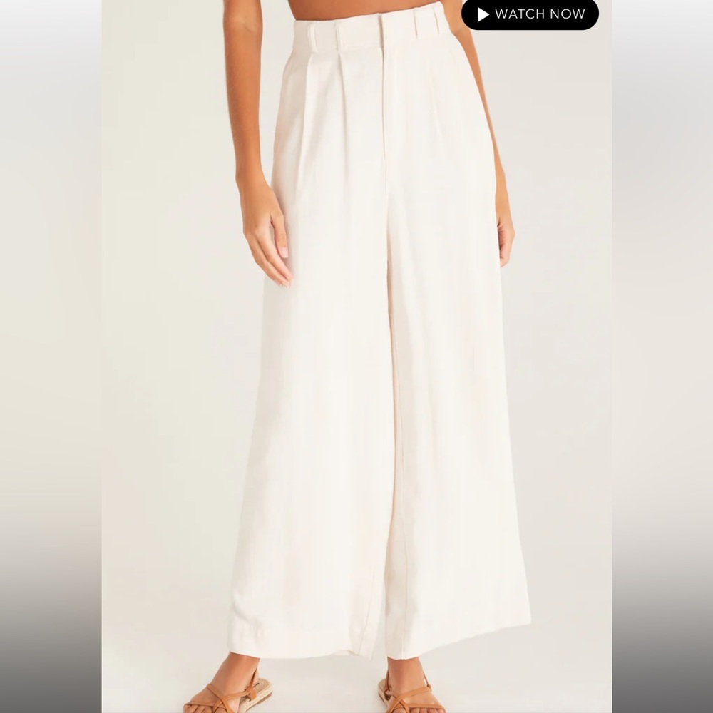 Z Supply Off-White High-Rise Wide Leg Pants - Picture 3 of 3